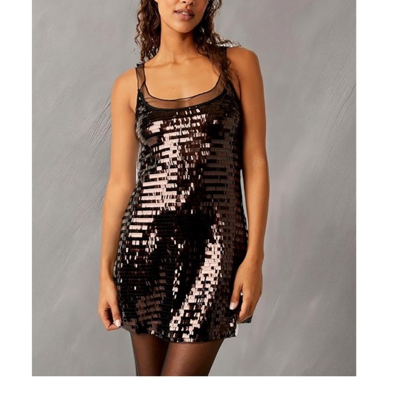 Free People • Brown Disco Fever Mini Slip • Size M - Picture 2 of 7